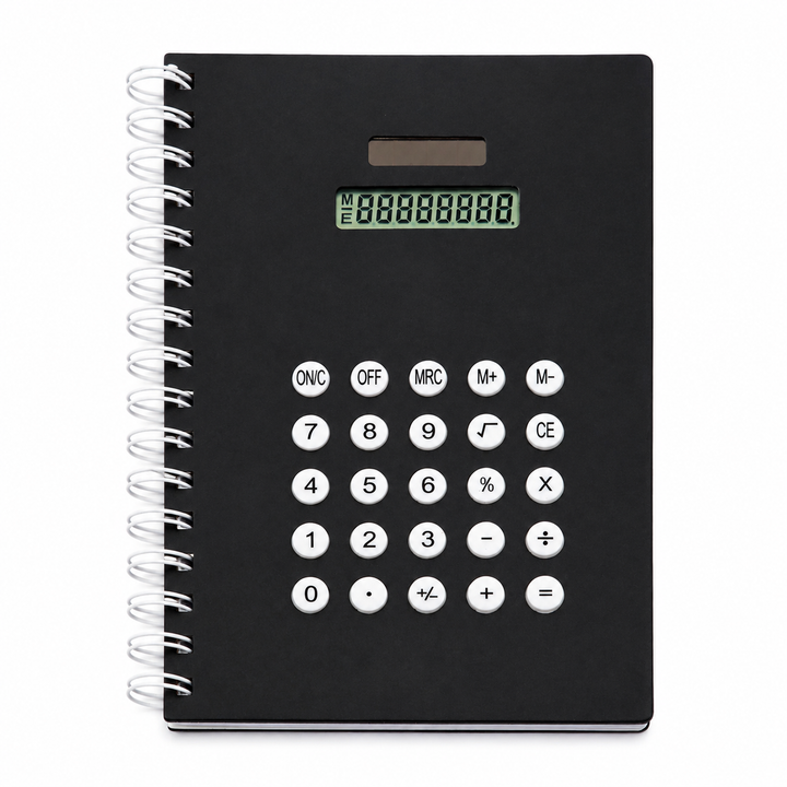 Calculator Spiral Notebook, Ruled Writing Notebook with Built-In Calculator, Spiral Bound Notebook for School, Office, Study, Notes, Journaling and Everyday Writing