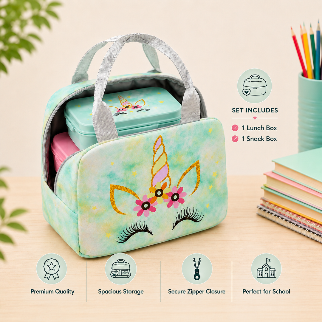 Magic Unicorn Pink 3-Piece School Backpack Set with Lunch Bag & Pencil Pouch, Large Capacity Lightweight School Bag with Adjustable Shoulder Straps for School, Travel & Everyday Use