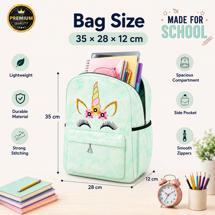 Magic Unicorn Pink 3-Piece School Backpack Set with Lunch Bag & Pencil Pouch, Large Capacity Lightweight School Bag with Adjustable Shoulder Straps for School, Travel & Everyday Use