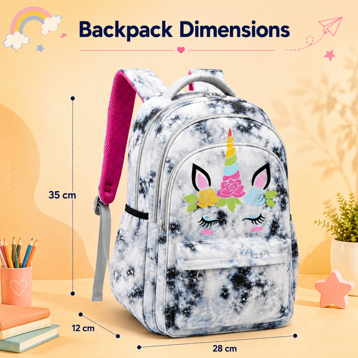 Magic Unicorn Pink 3-Piece School Backpack Set with Lunch Bag & Pencil Pouch, Large Capacity Lightweight School Bag with Adjustable Shoulder Straps for School, Travel & Everyday Use