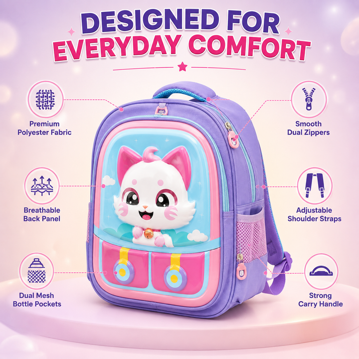 14.5 Inch School Backpack Lightweight Water-Resistant Book bag with Multiple Compartments, Padded Shoulder Straps & Side Bottle Pocket, Durable Daily Travel Bag