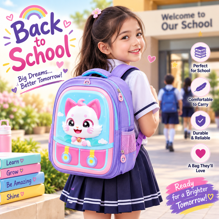 14.5 Inch School Backpack Lightweight Water-Resistant Book bag with Multiple Compartments, Padded Shoulder Straps & Side Bottle Pocket, Durable Daily Travel Bag