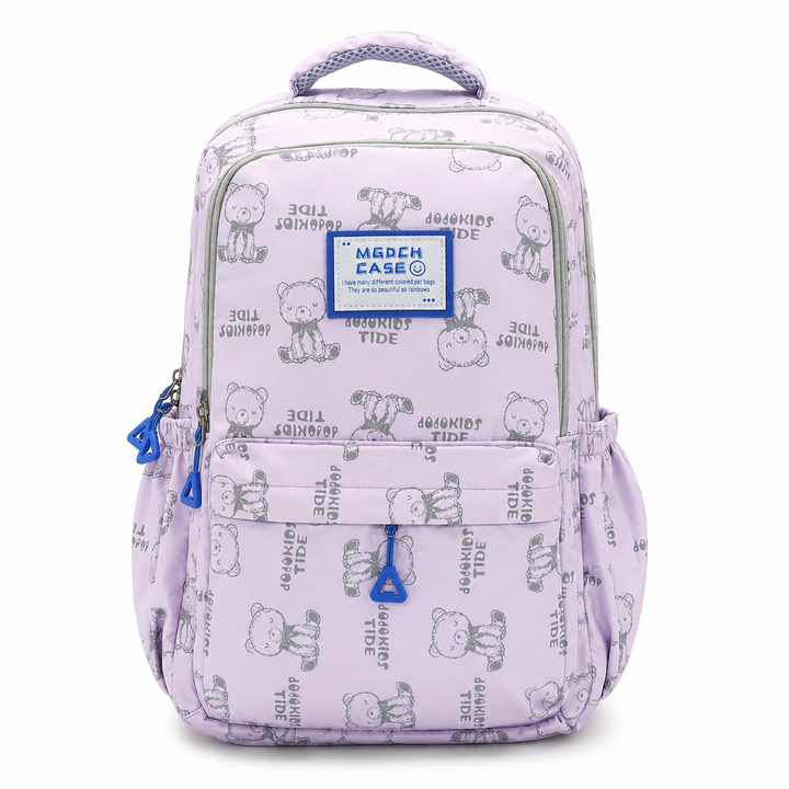 17 Inch Bear Bliss School Backpack Lightweight Multi-Pocket Bookbag with Large Capacity Polyester Adjustable Padded Shoulder Straps Everyday Backpack for School Travel Study Outdoor Use