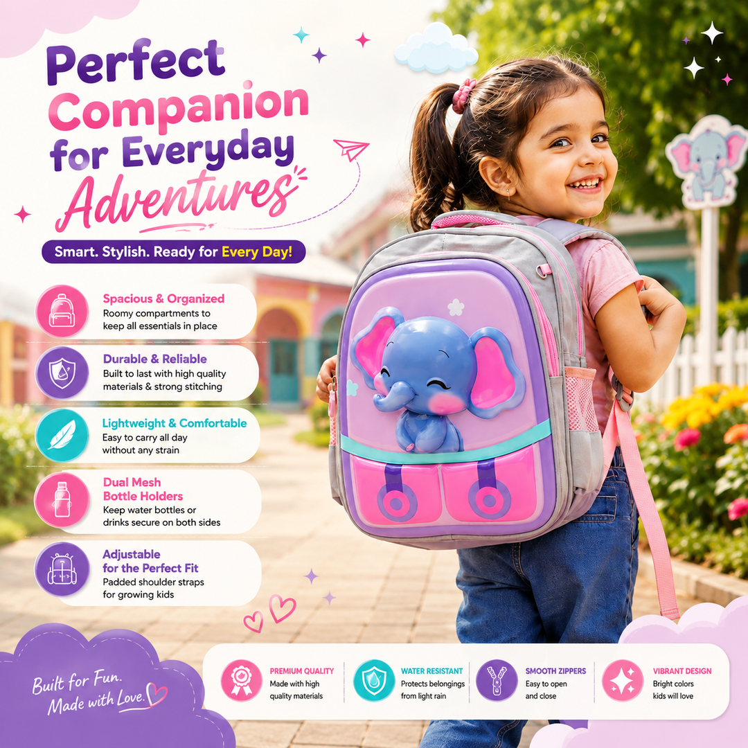 14.5 Inch School Backpack Lightweight Water-Resistant Book bag with Multiple Compartments, Padded Shoulder Straps & Side Bottle Pocket, Durable Daily Travel Bag