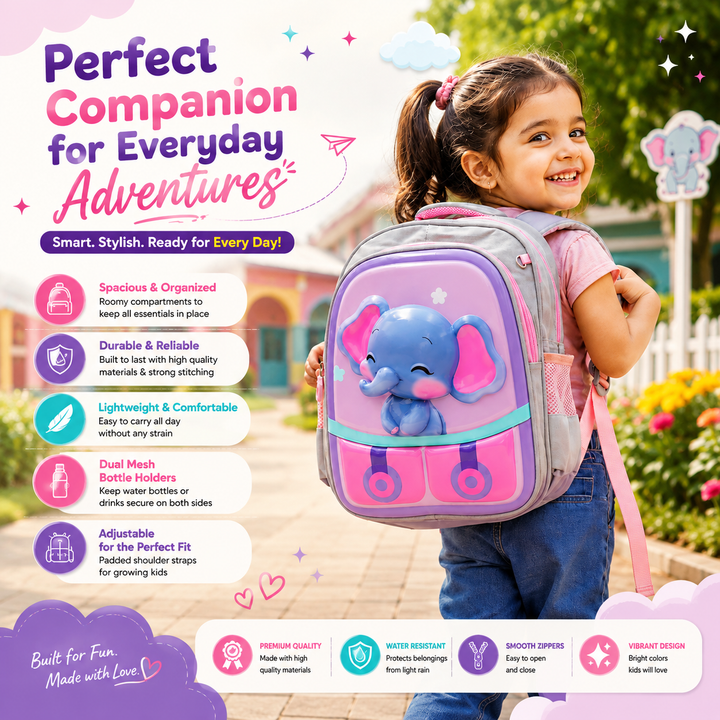 14.5 Inch School Backpack Lightweight Water-Resistant Book bag with Multiple Compartments, Padded Shoulder Straps & Side Bottle Pocket, Durable Daily Travel Bag