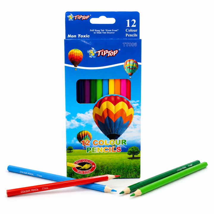12 Colour Pencils Set, Assorted Coloured Pencils for Drawing, Colouring, Sketching, Shading & Art, Non-Toxic Colouring Pencils in Slide-Out Box, Art & School Stationery Supplies