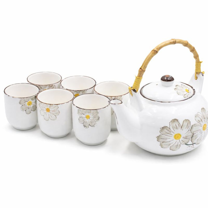 BERAM Porcelain Tea Sets, 5 Pieces Set with Unique Handles, Japanese Inspired Teapot and Cups Set, Scratch Resistant Decorative Tea Set with Gift Packaging, Tea Party Set  Grey