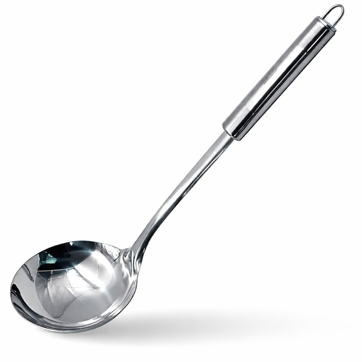 BERAM Stainless Steel Cooking Utensils Set – 6-Piece Kitchen Tool Set with Pasta Server Turner Spatula Skimmer Rice Scoop & Soup Ladle – Durable Matte Silver Cookware Utensils