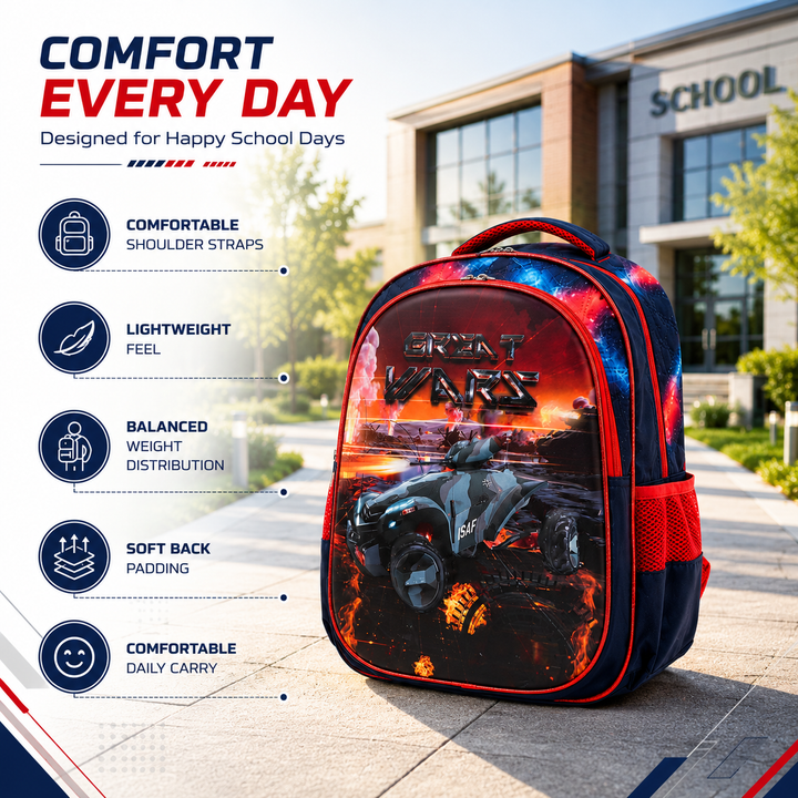 Vehicle Theme School Backpack, Large Capacity Lightweight Durable School Bag with Multiple Compartments, Side Bottle Pockets, Student Backpack for School, Travel & Everyday Use