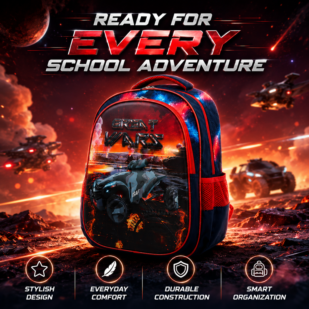 Vehicle Theme School Backpack, Large Capacity Lightweight Durable School Bag with Multiple Compartments, Side Bottle Pockets, Student Backpack for School, Travel & Everyday Use