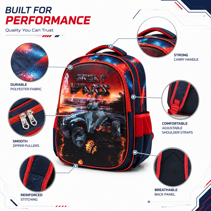 Vehicle Theme School Backpack, Large Capacity Lightweight Durable School Bag with Multiple Compartments, Side Bottle Pockets, Student Backpack for School, Travel & Everyday Use
