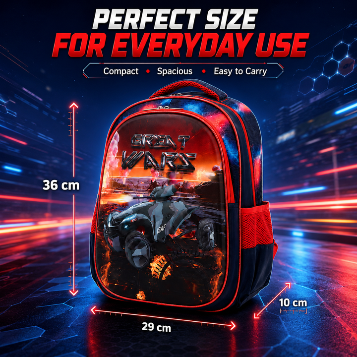 Vehicle Theme School Backpack, Large Capacity Lightweight Durable School Bag with Multiple Compartments, Side Bottle Pockets, Student Backpack for School, Travel & Everyday Use