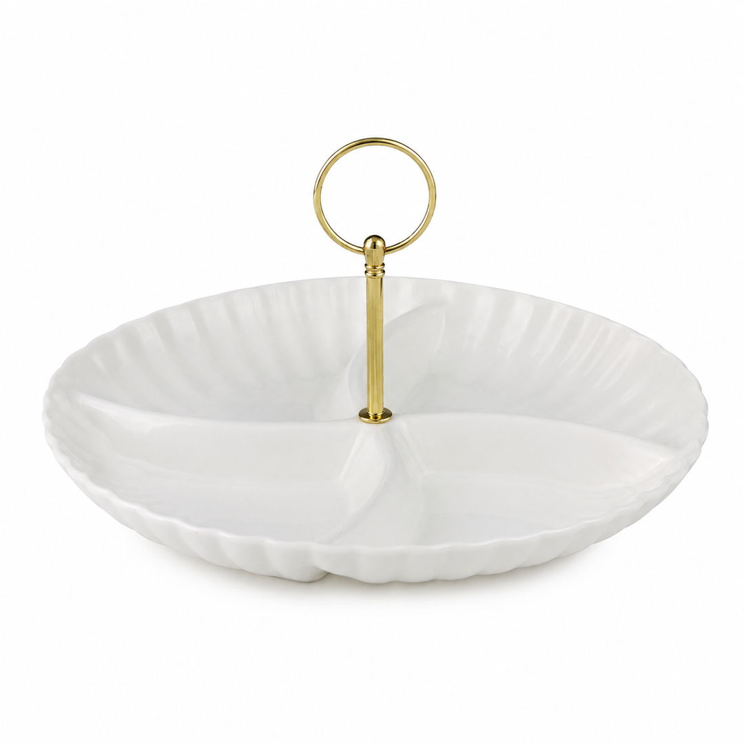 Ceramic Nuts Tray with Bowls White Dishwasher Safe Heat Resistant Serving Bowl Set for Snacks Desserts Soup Dips Sauces and Modern Kitchen Dining Use