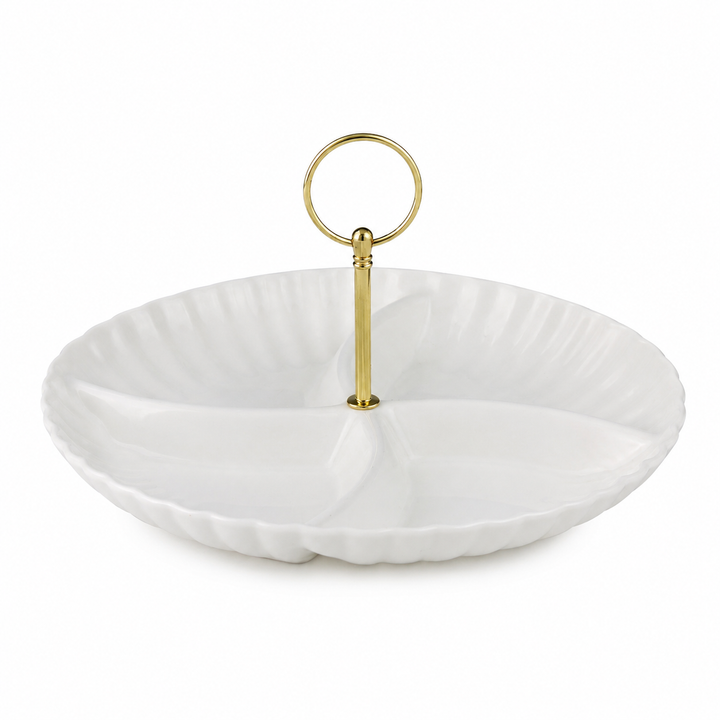 Ceramic Nuts Tray with Bowls White Dishwasher Safe Heat Resistant Serving Bowl Set for Snacks Desserts Soup Dips Sauces and Modern Kitchen Dining Use