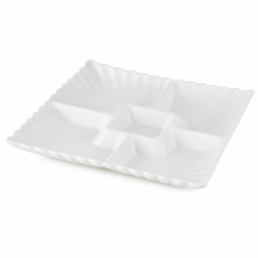 Ceramic Nuts Tray with Bowls White Dishwasher Safe Heat Resistant Serving Bowl Set for Snacks Desserts Soup Dips Sauces and Modern Kitchen Dining Use