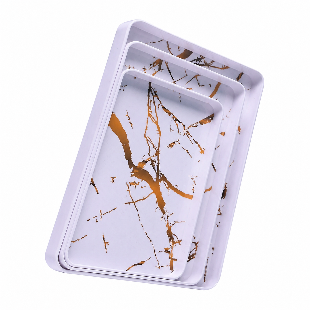 Melamine  Tray White Set Serving Tray Microwave Safe Look Lightweight Durable Platter for Snacks Desserts Tea Coffee Dining Kitchen Party and Restaurant Use