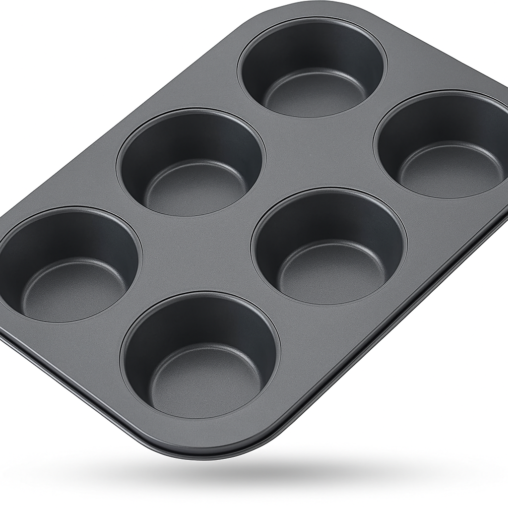Beram 6 Cupcake Tray Non Stick Carbon Steel Muffin Pan Durable Oven Safe Bakeware Baking Tray for Cupcakes Muffins Brownies Cookies Pastry Tarts Desserts BPA Free Kitchen Baking Pan