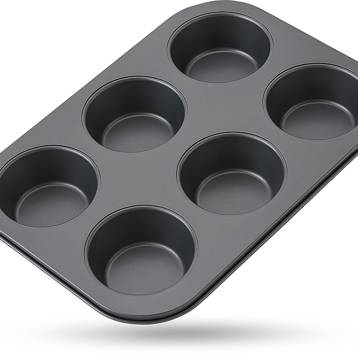 Beram 6 Cupcake Tray Non Stick Carbon Steel Muffin Pan Durable Oven Safe Bakeware Baking Tray for Cupcakes Muffins Brownies Cookies Pastry Tarts Desserts BPA Free Kitchen Baking Pan