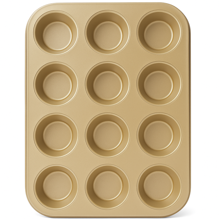 Beram 12 Cupcake Tray Non Stick Carbon Steel Muffin Pan Durable Oven Safe Bakeware Baking Tray for Cupcakes Muffins Brownies Cookies Pastry Tarts Desserts BPA Free Kitchen Baking Pan