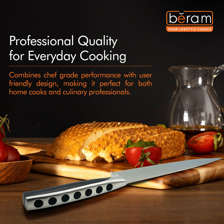 BERAM 8 Inch Professional Chef Knife with ABS Handle 3CR13 Stainless Steel Blade Garnishing Knives Daily Use Sharp Edge Multipurpose Cooking Knife for Chopping Slicing Mincing