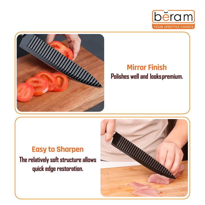BERAM 8 Inch Chef Knife Non Stick with PolyProplyene Handle 3CR13Stainless Steel Blade Ergonomic Durable for Effortless Chopping Slicing Mincing Kitchen Essential Cooking Tool