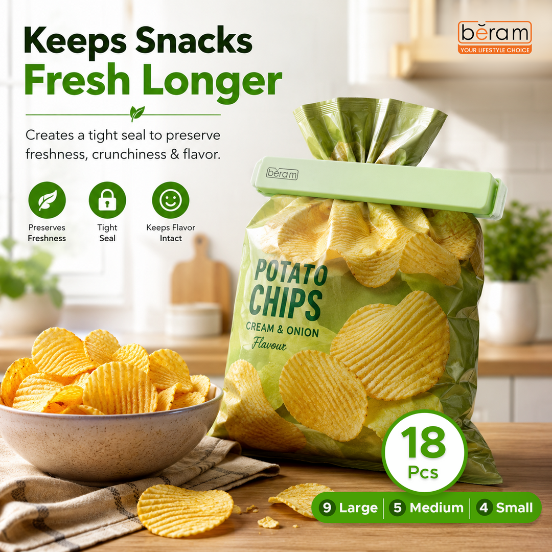 Beram Sealing Clips for Snack Bags Vacuum Sealers for Packages Storage for Home and Kitchen Air Tight Sealing Chip Clips Aesthetic Kitchen Accessory  Pack of 48, 28 and 18