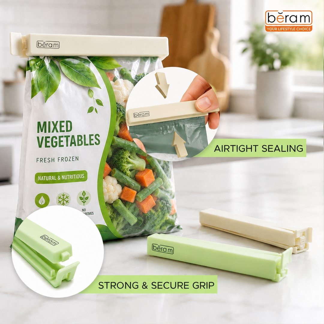 Beram Sealing Clips for Snack Bags Vacuum Sealers for Packages Storage for Home and Kitchen Air Tight Sealing Chip Clips Aesthetic Kitchen Accessory  Pack of 48, 28 and 18