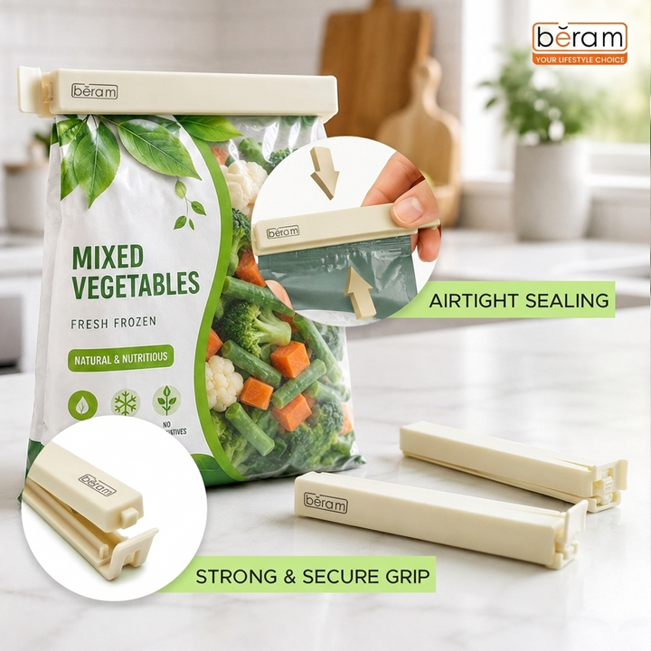 Beram Sealing Clips for Snack Bags Vacuum Sealers for Packages Storage for Home and Kitchen Air Tight Sealing Chip Clips Aesthetic Kitchen Accessory  Pack of 48, 28 and 18