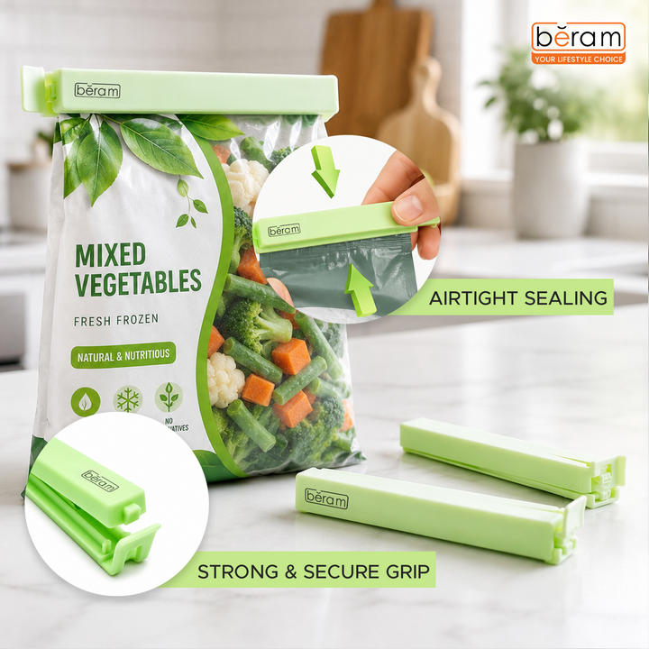 Beram Sealing Clips for Snack Bags Vacuum Sealers for Packages Storage for Home and Kitchen Air Tight Sealing Chip Clips Aesthetic Kitchen Accessory  Pack of 48, 28 and 18