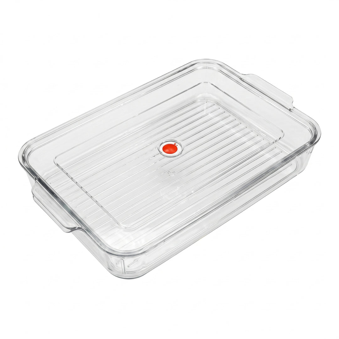 Beram Clear Seal Food Storage Box Bin Transparent PET Organizer Box with Handles Multipurpose Kitchen Storage Pantry Fridge & Freezer Storage Container BPA-Free Rectangular Storage Basket