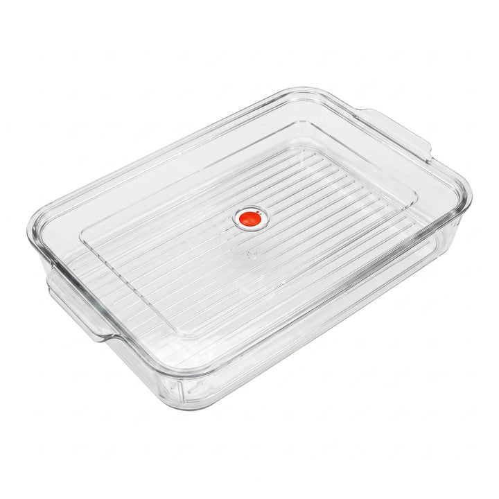 Beram Clear Seal Food Storage Box Bin Transparent PET Organizer Box with Handles Multipurpose Kitchen Storage Pantry Fridge & Freezer Storage Container BPA-Free Rectangular Storage Basket