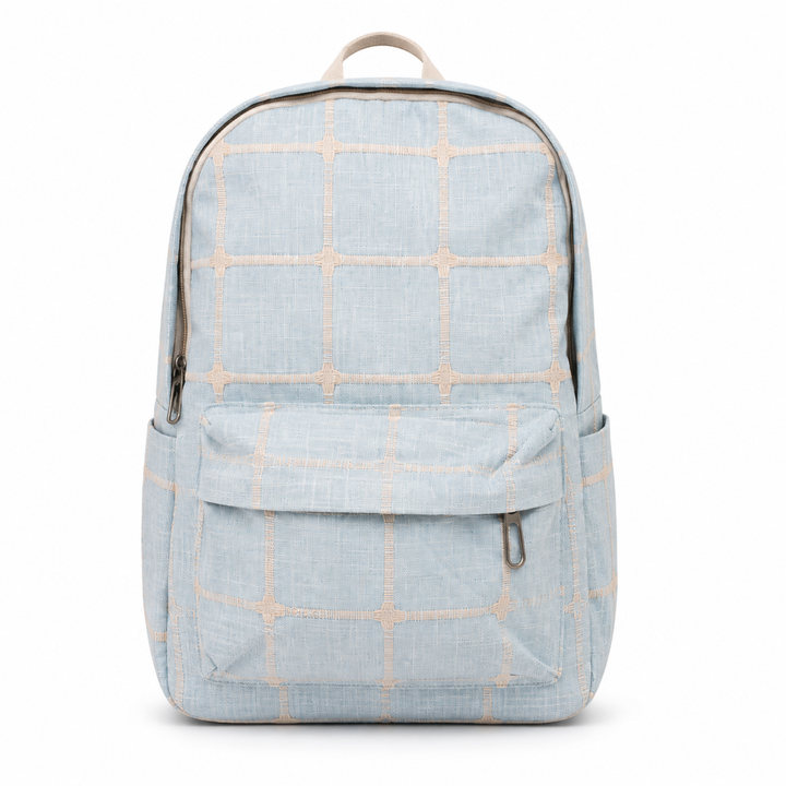 Cloud Check School Backpack, Blue Lightweight Water-Resistant Polyester Bookbag with Large Capacity, Multi-Pocket Backpack, Adjustable Padded Shoulder Straps, Everyday Backpack for School, Study, Travel, Office & Outdoor Activities