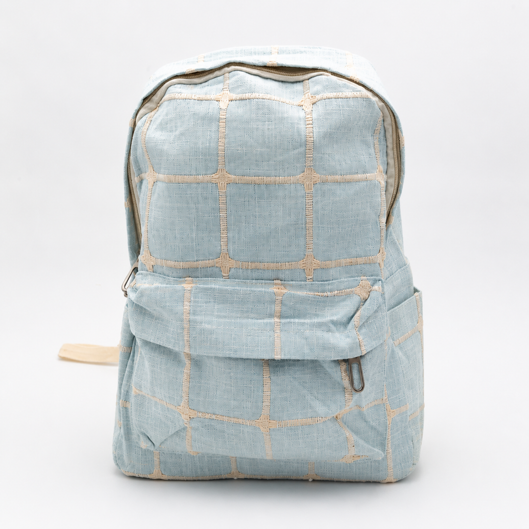 Cloud Check School Backpack, Blue Lightweight Water-Resistant Polyester Bookbag with Large Capacity, Multi-Pocket Backpack, Adjustable Padded Shoulder Straps, Everyday Backpack for School, Study, Travel, Office & Outdoor Activities