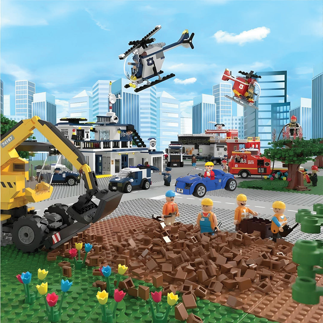 Playtive Convertible Car Building Set – 64 Piece Construction Toy for Kids Aged 5+ – Compatible with All Standard Building Bricks – Includes Mini Figurine – Encourages Creativity, Motor Skills & STEM Learning – Certified Safe TÜV & GS Approved