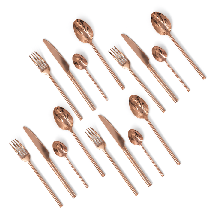 BERAM Copper Craft Cutlery Set 18/10 Stainless Steel Flatware Elegant Copper Finish Tableware for Home, Restaurants & Hotels Premium Dining Utensils for One Setting