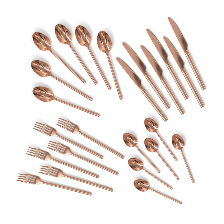 BERAM Copper Craft Cutlery Set 18/10 Stainless Steel Flatware Elegant Copper Finish Tableware for Home, Restaurants & Hotels Premium Dining Utensils for One Setting