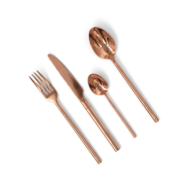 BERAM Copper Craft Cutlery Set 18/10 Stainless Steel Flatware Elegant Copper Finish Tableware for Home, Restaurants & Hotels Premium Dining Utensils for One Setting
