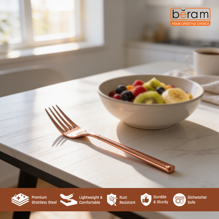 BERAM Copper Craft Cutlery, Elegant Stainless Steel Flatware 18/10 Grade, Kitchen Utensils, Tableware Set For Home, Restaurants, Hotels and More