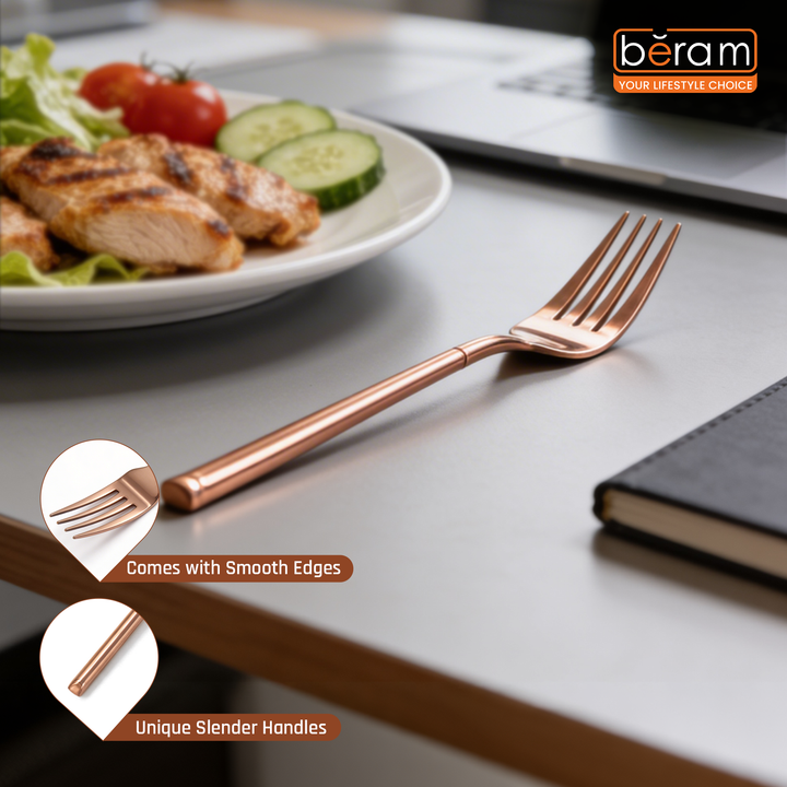 BERAM Copper Craft Cutlery, Elegant Stainless Steel Flatware 18/10 Grade, Kitchen Utensils, Tableware Set For Home, Restaurants, Hotels and More
