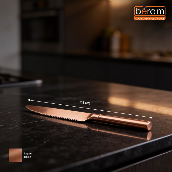 BERAM Copper Craft Cutlery, Elegant Stainless Steel Flatware 18/10 Grade, Kitchen Utensils, Tableware Set For Home, Restaurants, Hotels and More