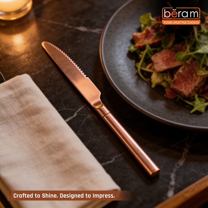 BERAM Copper Craft Cutlery, Elegant Stainless Steel Flatware 18/10 Grade, Kitchen Utensils, Tableware Set For Home, Restaurants, Hotels and More