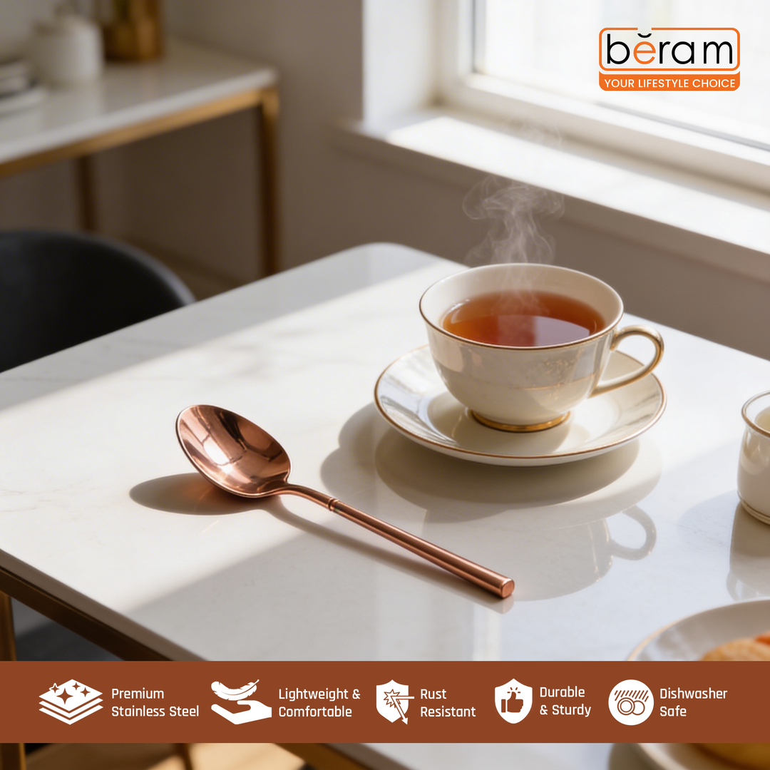 BERAM Copper Craft Cutlery, Elegant Stainless Steel Flatware 18/10 Grade, Kitchen Utensils, Tableware Set For Home, Restaurants, Hotels and More
