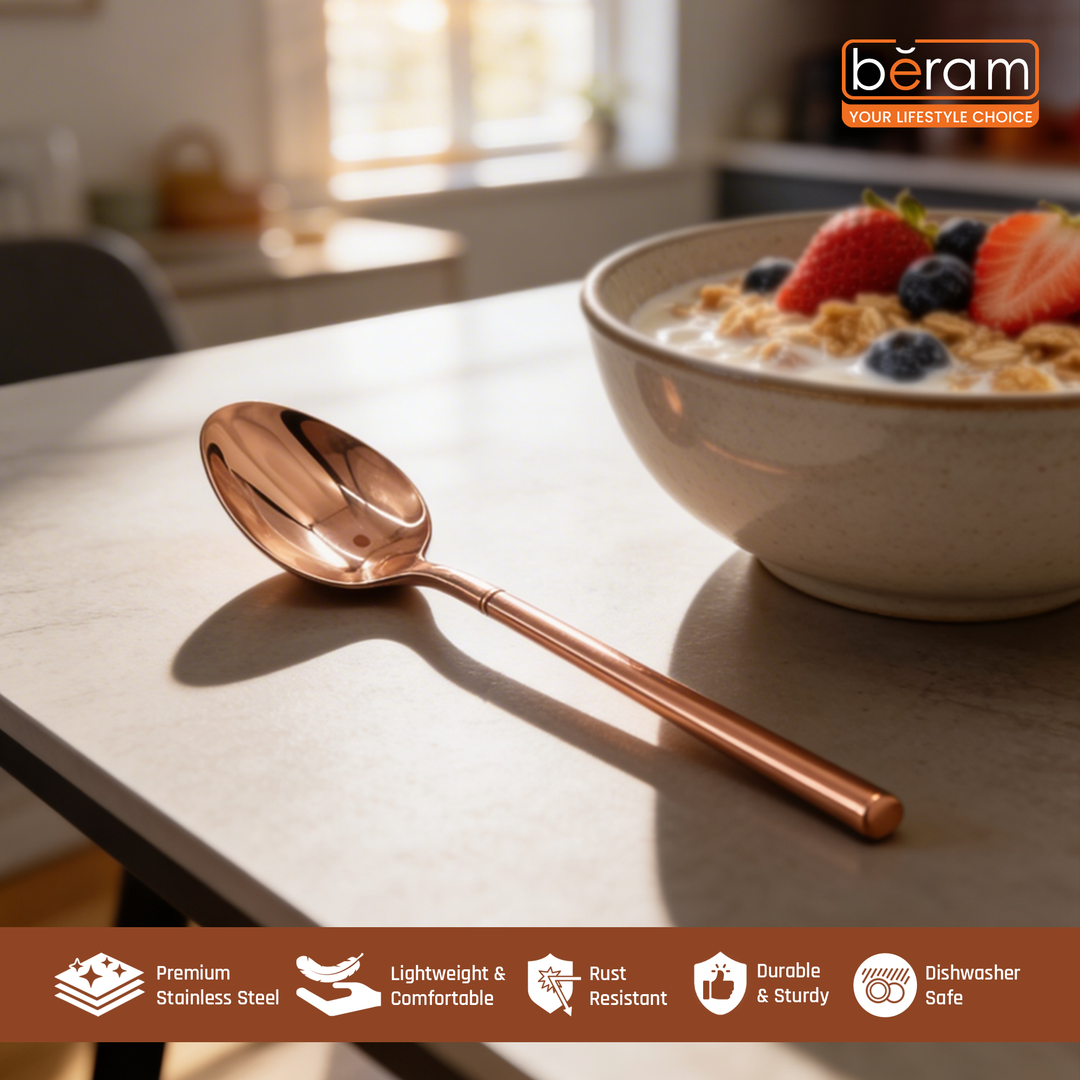 BERAM Copper Craft Cutlery, Elegant Stainless Steel Flatware 18/10 Grade, Kitchen Utensils, Tableware Set For Home, Restaurants, Hotels and More