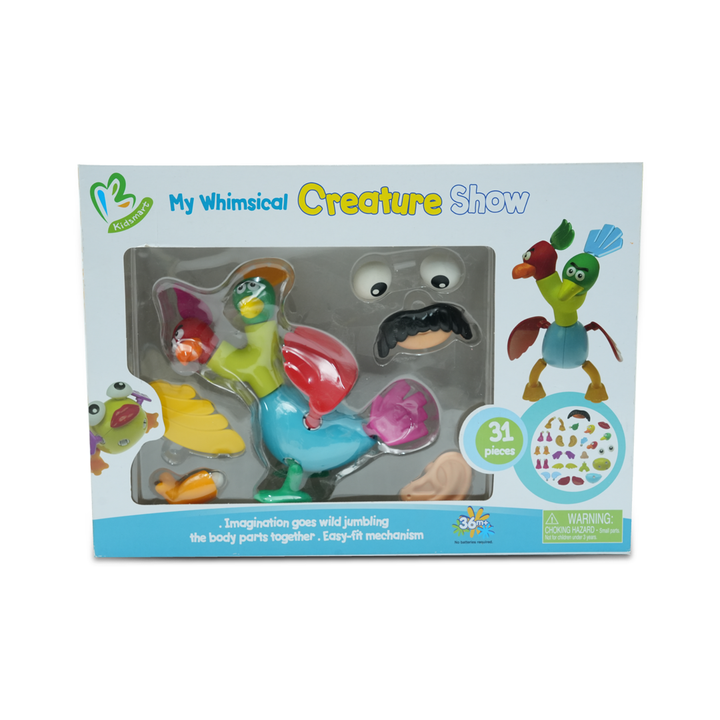 KidSmart My Whimsical Creature Show – 31-Piece Mix & Match Monster Set for Kids 36m+ | Build Funny Characters with Eyes, Wings, Feet & Accessories | Sparks Imagination & Fine Motor Skills | Easy-Fit Design | Creative, Educational Toy for Silly Play