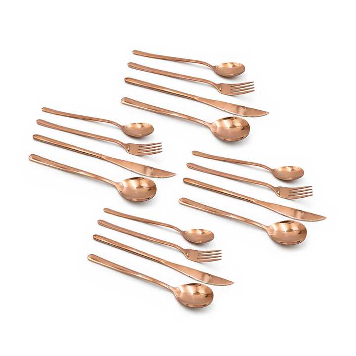 Dazzle Dine Copper Cutlery Set of 4, 16 & 24