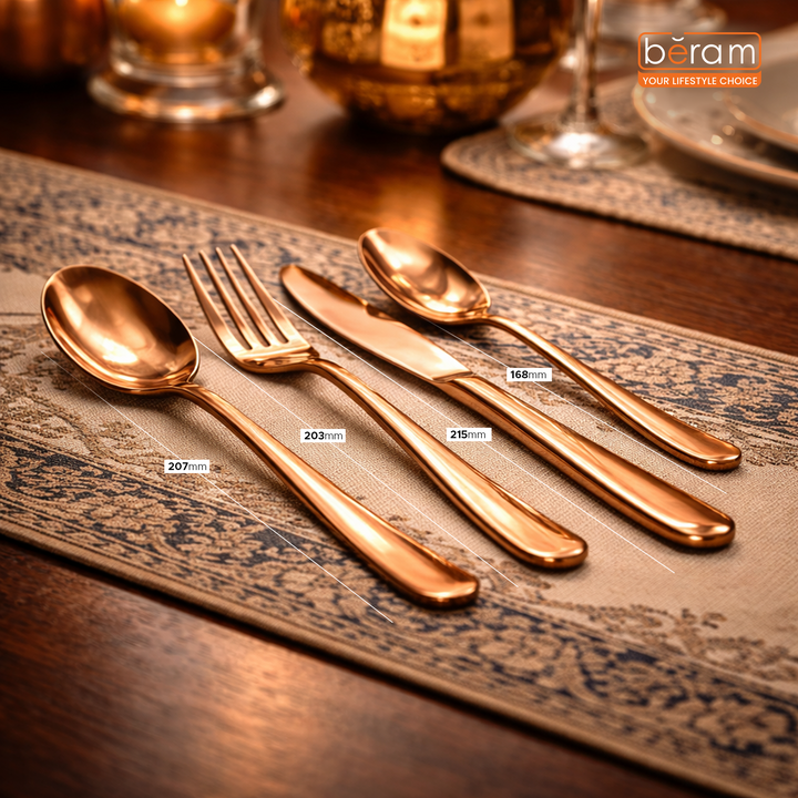 Dazzle Dine Copper Cutlery Set of 4, 16 & 24