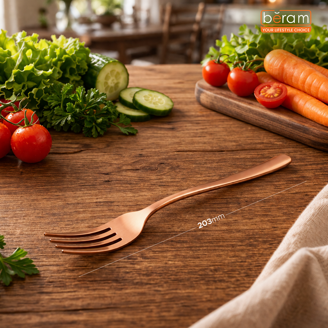 BERAM Dazzle Dine Cutlery Elegant 18/10 Stainless Steel Flatware with PVD Copper Finish, Premium Tableware for Home, Restaurants