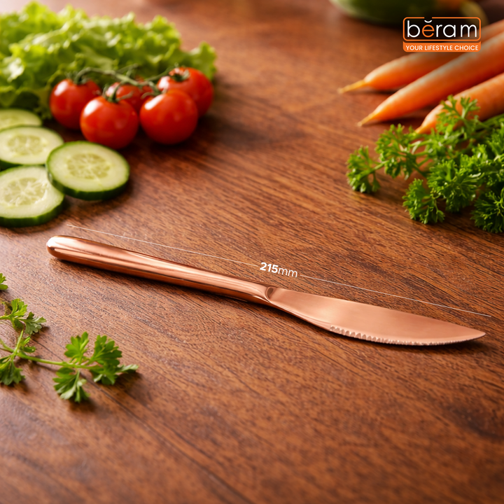 BERAM Dazzle Dine Cutlery Elegant 18/10 Stainless Steel Flatware with PVD Copper Finish, Premium Tableware for Home, Restaurants