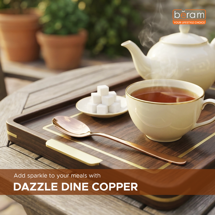 BERAM Dazzle Dine Cutlery Elegant 18/10 Stainless Steel Flatware with PVD Copper Finish, Premium Tableware for Home, Restaurants