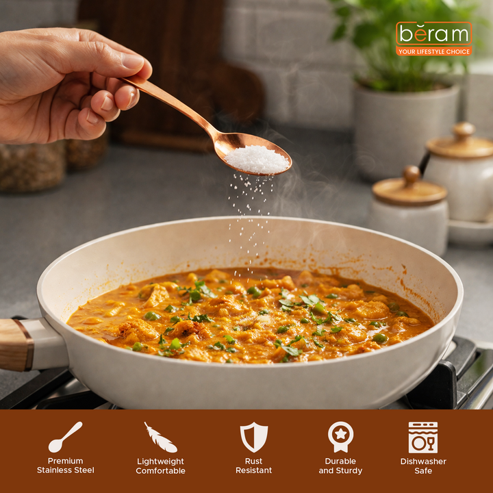 BERAM Dazzle Dine Cutlery Elegant 18/10 Stainless Steel Flatware with PVD Copper Finish, Premium Tableware for Home, Restaurants